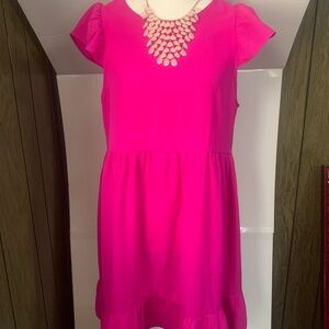 TCEC Fuchsia Ruffle Sleeve Kids Dress